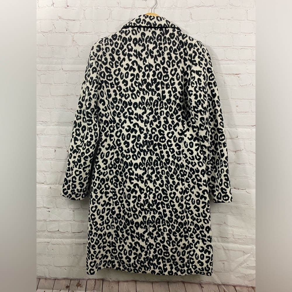 Rachel Zoe Coat Womens Size XS Black Ivory Leopard Trendy Single Button Peacoat - Picture 2 of 10